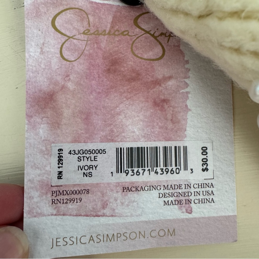 Jessica Simpson Pearl Knit Cuffed Beanie Hat. Ivory. NWT. FLAW. - Picture 4 of 9